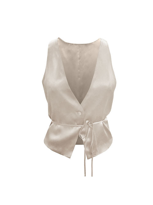 Gold Hawk Silk Button Front Vest