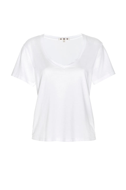 AMO V-NECK TEE WHITE