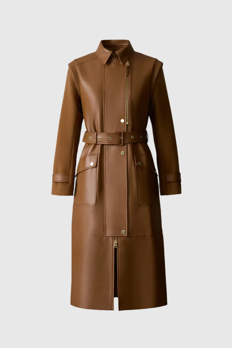 EVELINA LEATHER COAT