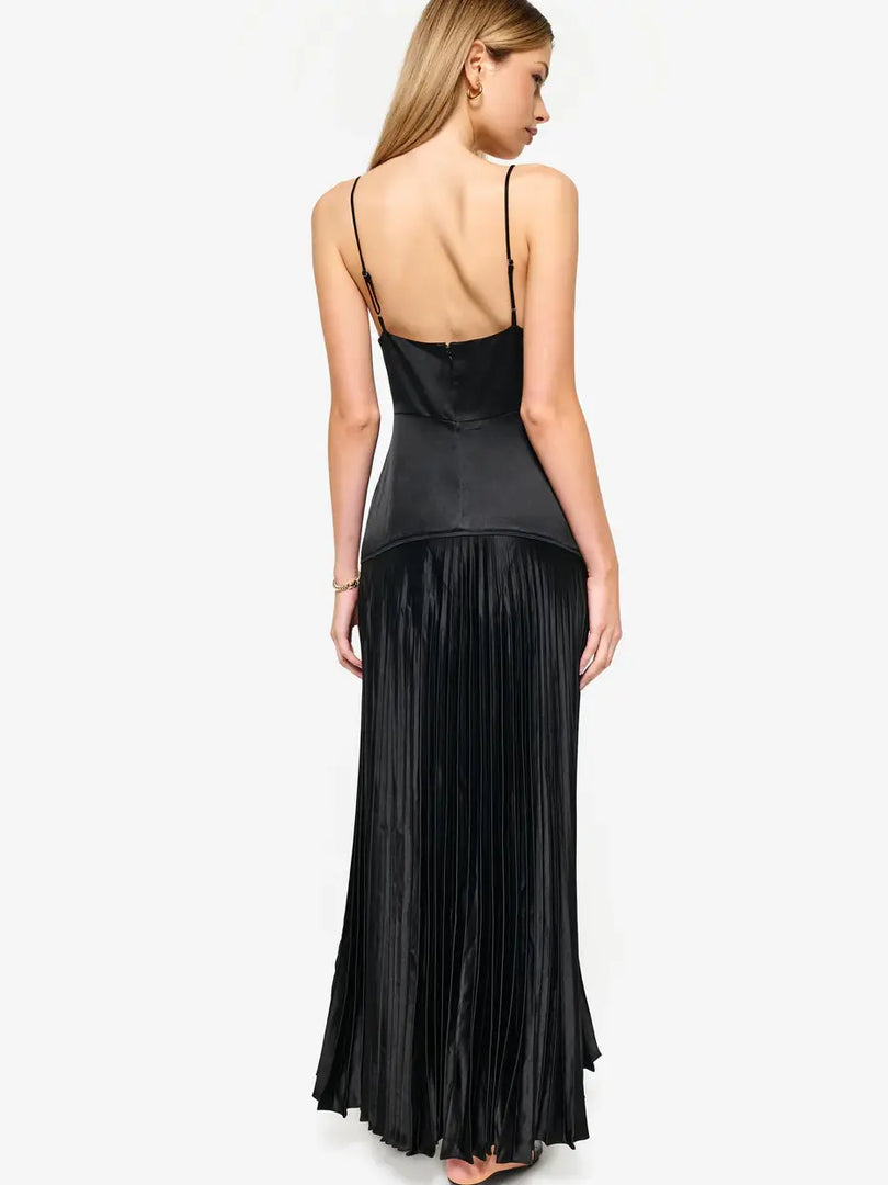 CAMI CAMIJENNELYN PLEATED GOWN BLACK