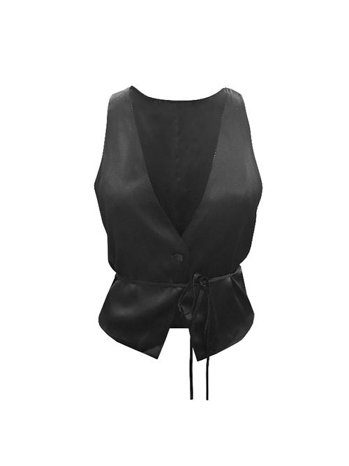 Gold Hawk Silk Button Front Vest