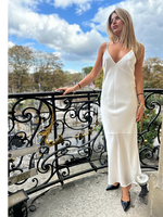 Load image into Gallery viewer, Gold Hawk Silk Bias Maxi Dress
