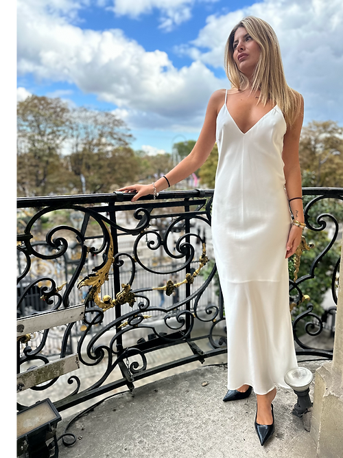 Gold Hawk Silk Bias Maxi Dress