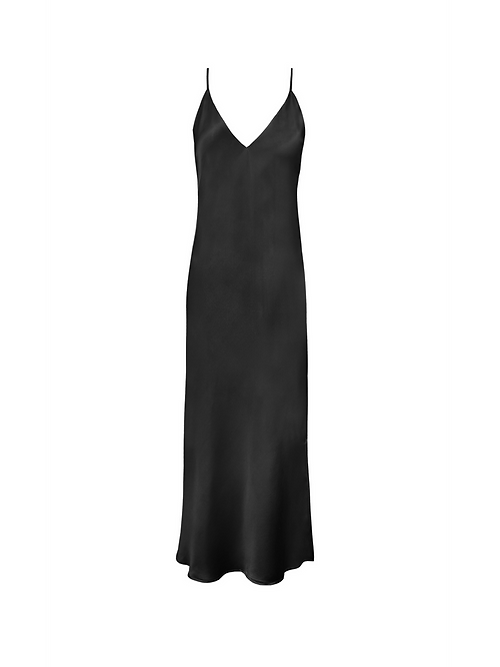 Gold Hawk Silk Bias Maxi Dress