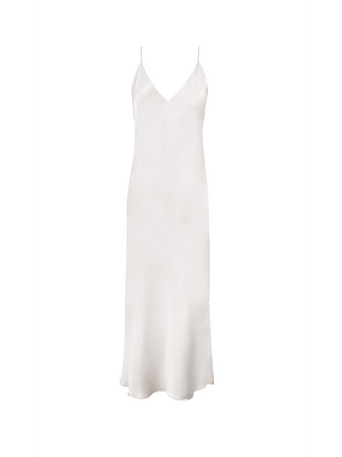 Gold Hawk Silk Bias Maxi Dress