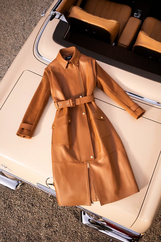 EVELINA LEATHER COAT