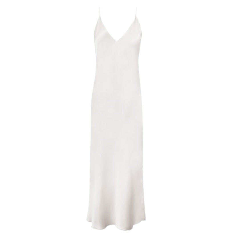 Gold Hawk Silk Bias Maxi Dress