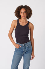 Load image into Gallery viewer, AMO LONG RIB TANK INDIGO STONE WASH
