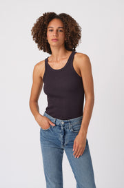 AMO LONG RIB TANK INDIGO STONE WASH