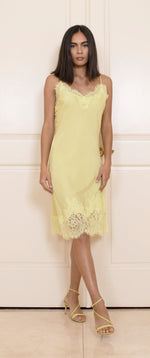 Load image into Gallery viewer, Gold Hawk Grace Lace Silk Dress
