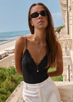 Load image into Gallery viewer, AMANI RIB KNIT BODYSUIT BLACK
