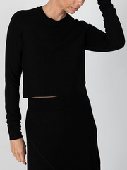 ATM VISCOSE BLEND JERSEY CROPPED LONG SLEEVE TEE