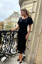 Load image into Gallery viewer, Gold Hawk Luna Flutter Sleeve Long Bias Dress
