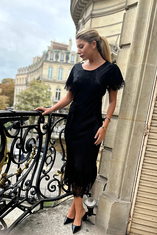 Gold Hawk Luna Flutter Sleeve Long Bias Dress