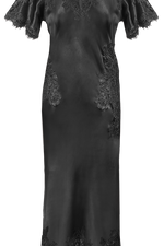 Load image into Gallery viewer, Gold Hawk Luna Flutter Sleeve Long Bias Dress
